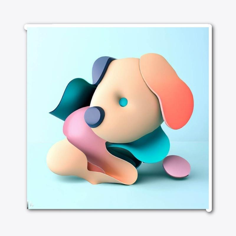 Puppy, minimalistic colorful